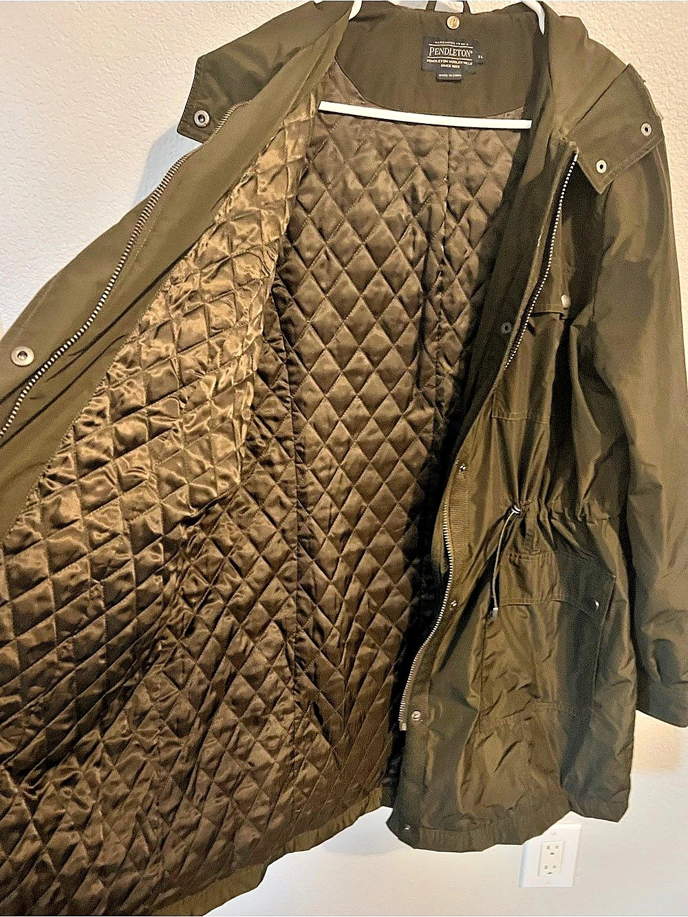 Pendleton Hooded Utility Anorak Coat Olive Green Women’s XL - Picture 4 of 10
